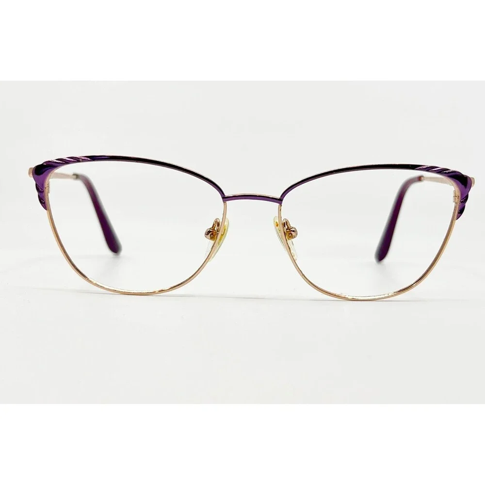 Superflex Eyeglasses Frames Purple Gold Titanium Cat Eye SF-1130T 54-16-140